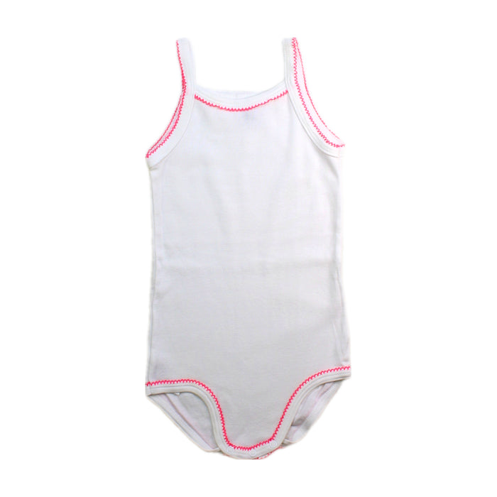 A White Sleeveless Bodysuits from Petit Bateau in size 18-24M for girl. (Front View)