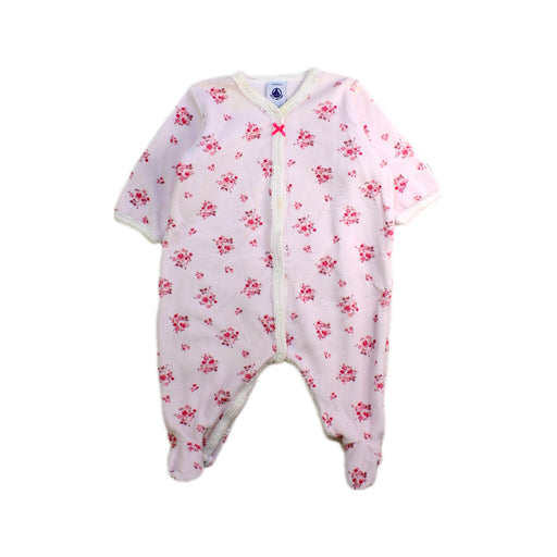 A White Onesies from Petit Bateau in size 0-3M for girl. (Front View)