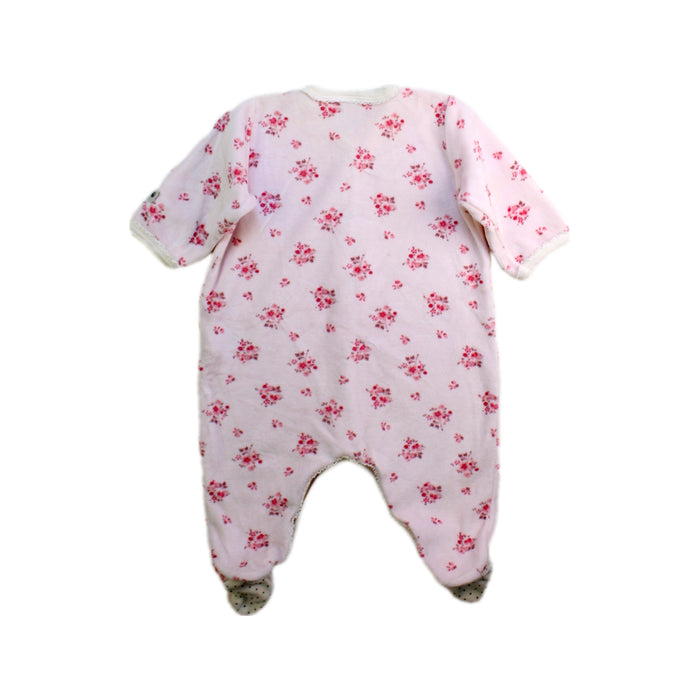 A White Onesies from Petit Bateau in size 0-3M for girl. (Back View)