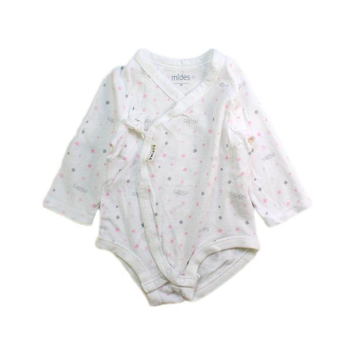 A White Long Sleeve Bodysuits from Mides in size 0-3M for girl. (Front View)