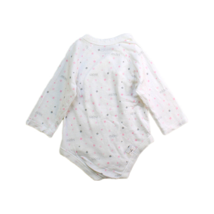 A White Long Sleeve Bodysuits from Mides in size 0-3M for girl. (Back View)