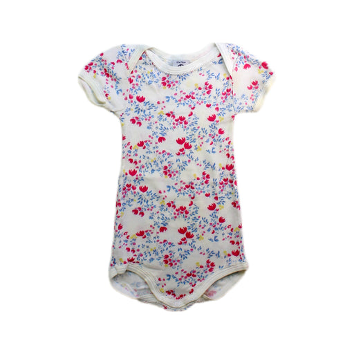 A White Short Sleeve Bodysuits from Petit Bateau in size 6-12M for girl. (Front View)