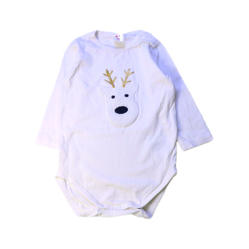 A White Long Sleeve Bodysuits from Seed in size 6-12M for girl. (Front View)