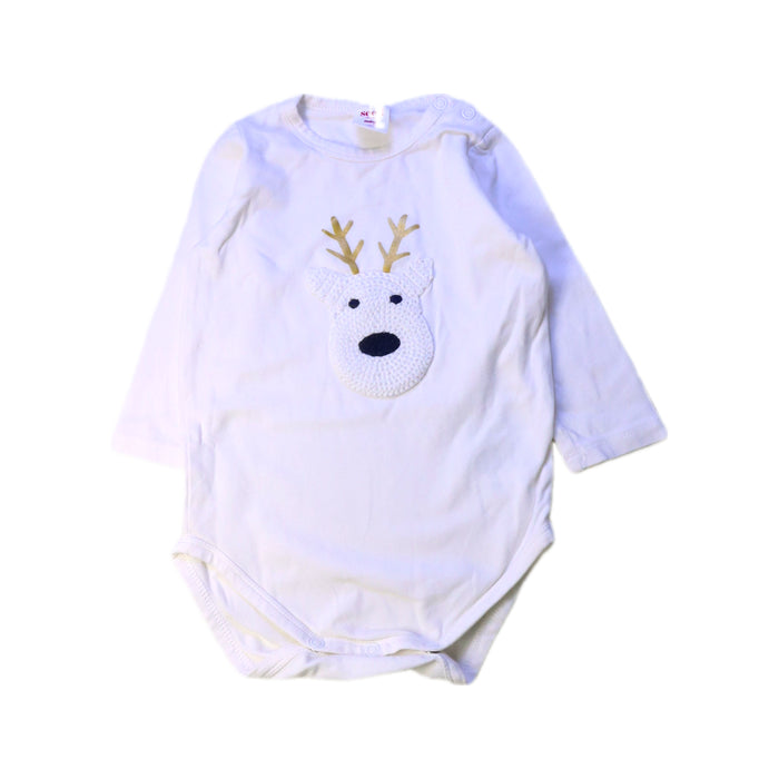 A White Long Sleeve Bodysuits from Seed in size 6-12M for girl. (Front View)