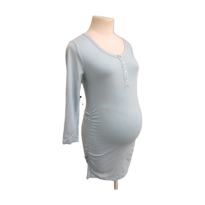 A Blue Long Sleeve Dresses from Isabella Oliver in size Maternity-XS for maternity. (Front View)