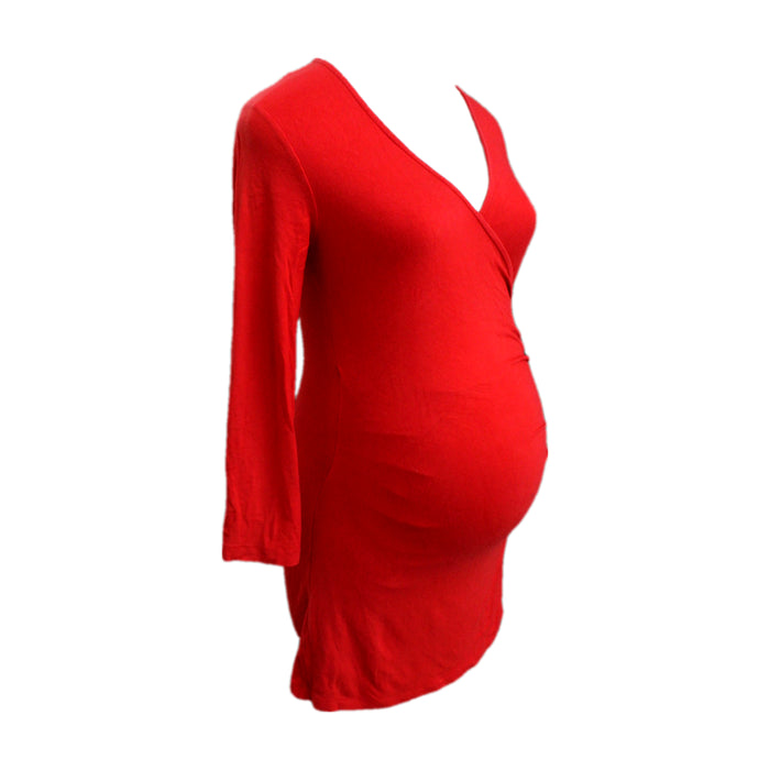 A Red Long Sleeve Dresses from Isabella Oliver in size Maternity-XS for maternity. (Front View)