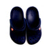 A Navy Slip Ons from Crocs in size 5T for neutral. (Back View)