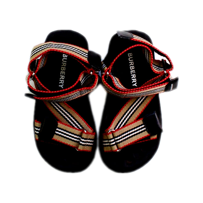A Black Sandals from Burberry in size 5T for girl. (Back View)