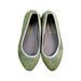 A Green Flats from Bonnet à Pompon in size 5T for girl. (Back View)