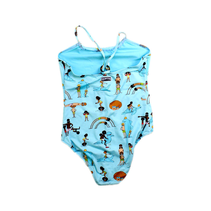 A Blue Swimsuits from Vilebrequin in size 6T for girl. (Back View)