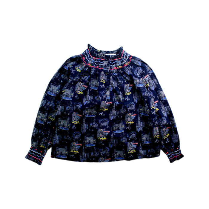 A Navy Long Sleeve Tops from Bonpoint in size 6T for girl. (Front View)