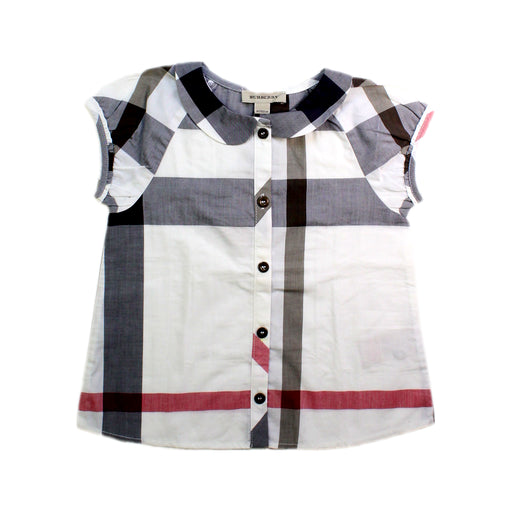 A White Short Sleeve Shirts from Burberry in size 4T for girl. (Front View)
