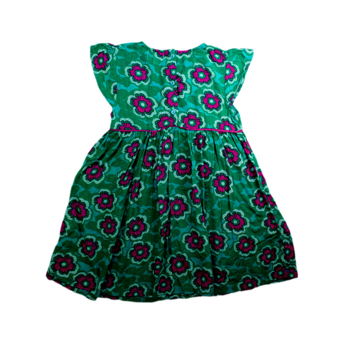 A Green Short Sleeve Dresses from DPAM in size 5T for girl. (Back View)