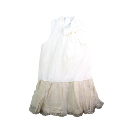 A White Sleeveless Dresses from Tutto Piccolo in size 6T for girl. (Front View)