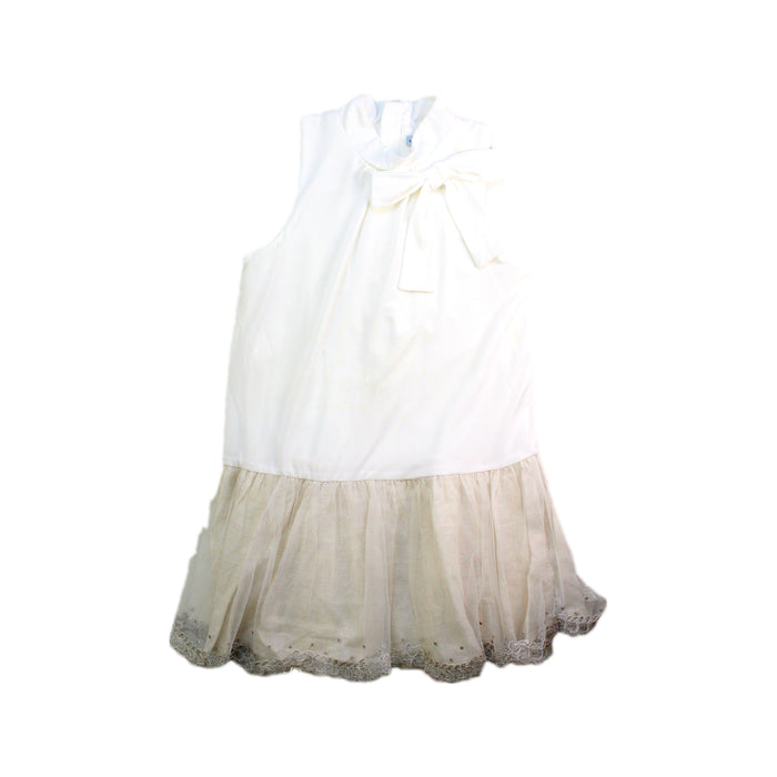 A White Sleeveless Dresses from Tutto Piccolo in size 6T for girl. (Front View)