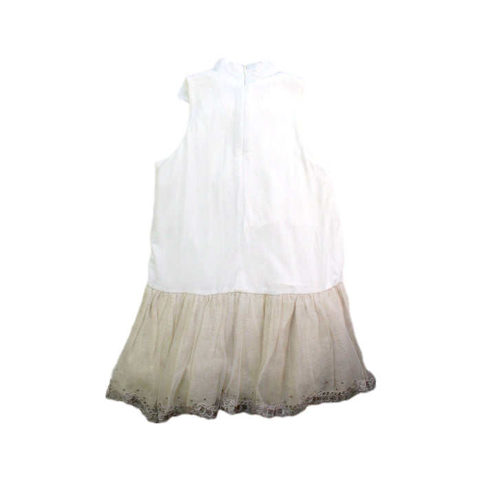 A White Sleeveless Dresses from Tutto Piccolo in size 6T for girl. (Back View)