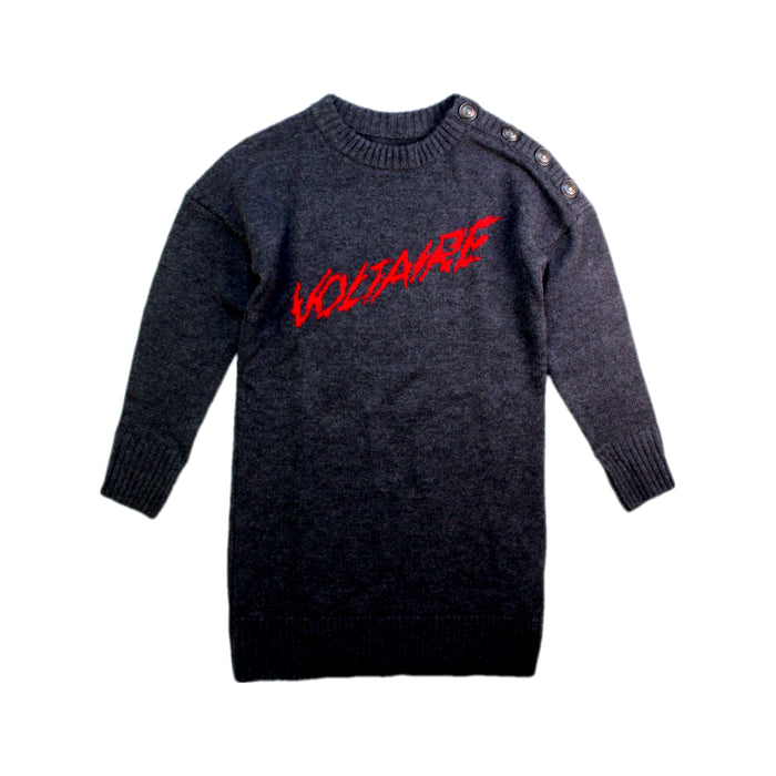 A Grey Sweater Dresses from Zadig & Voltaire in size 6T for girl. (Front View)