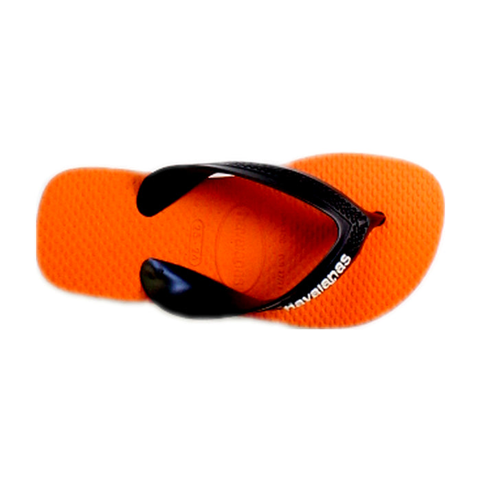 A Orange Flip Flops from Havaianas in size 4T for boy. (Front View)