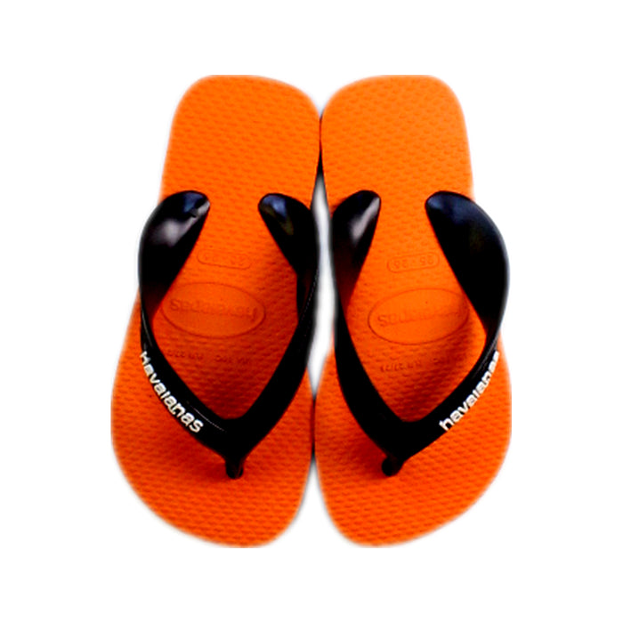 A Orange Flip Flops from Havaianas in size 4T for boy. (Back View)
