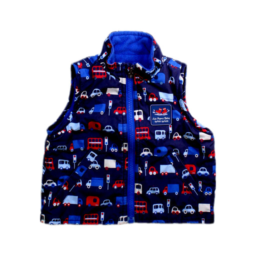 A Blue Outerwear Vests from Jojo Maman Bébé in size 6-12M for boy. (Front View)