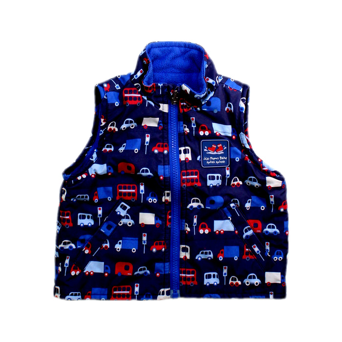A Blue Outerwear Vests from Jojo Maman Bébé in size 6-12M for boy. (Front View)