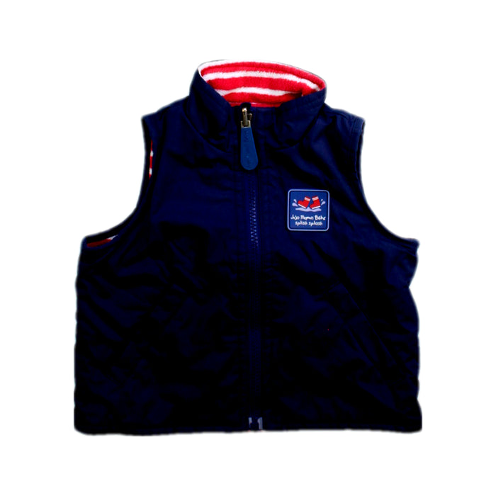 A Navy Outerwear Vests from Jojo Maman Bébé in size 6-12M for boy. (Front View)