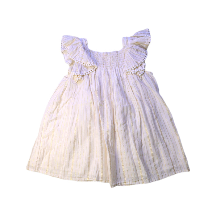 A Ivory Sleeveless Dresses from Louise Misha in size 3T for girl. (Back View)