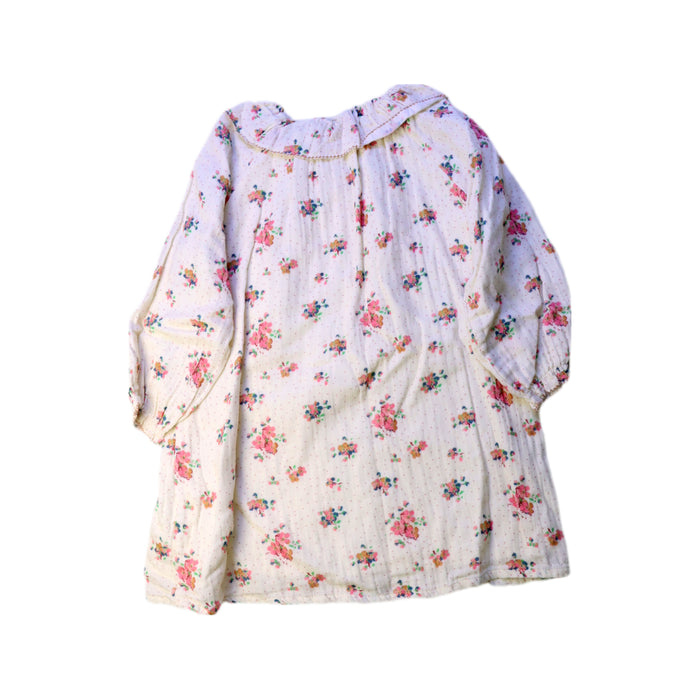 A White Long Sleeve Dresses from Bonton in size 2T for girl. (Back View)