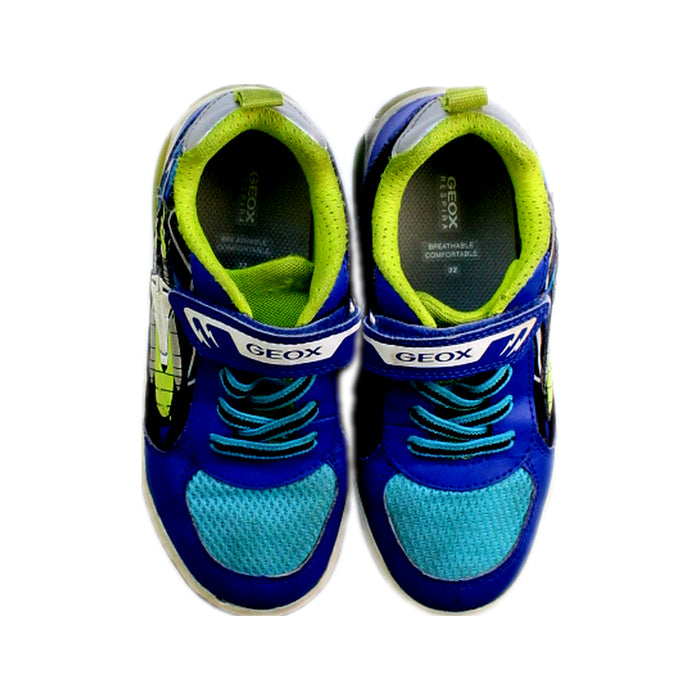 A Blue Sneakers from Geox in size 7Y for boy. (Back View)