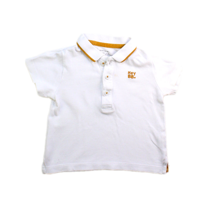 A White Short Sleeve Polos from Bout'Chou in size 6-12M for boy. (Front View)