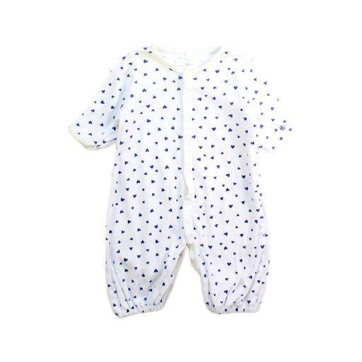 A White Short Sleeve Rompers from Petit Bateau in size Newborn for boy. (Front View)