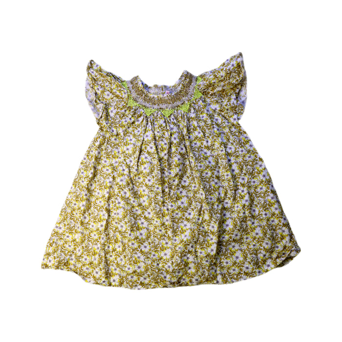 A Yellow Short Sleeve Dresses from Bonpoint in size 4T for girl. (Front View)