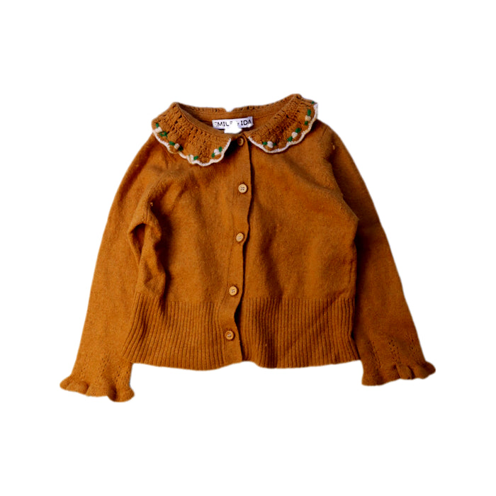 A Brown Cardigans from Emile et Ida in size 3T for girl. (Front View)
