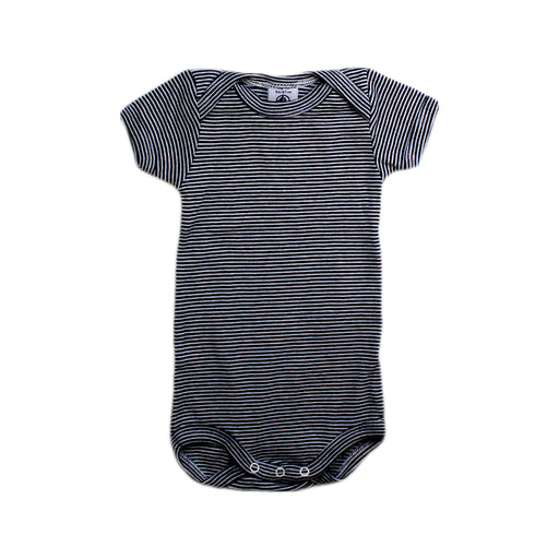 A Navy Short Sleeve Bodysuits from Petit Bateau in size 3-6M for neutral. (Front View)