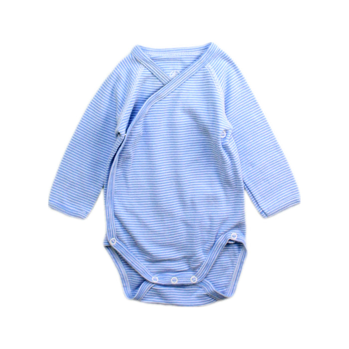 A Blue Long Sleeve Bodysuits from Petit Bateau in size 0-3M for boy. (Front View)