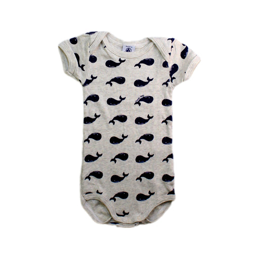A Beige Short Sleeve Bodysuits from Petit Bateau in size 3-6M for neutral. (Front View)