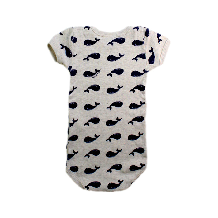 A Beige Short Sleeve Bodysuits from Petit Bateau in size 3-6M for neutral. (Back View)