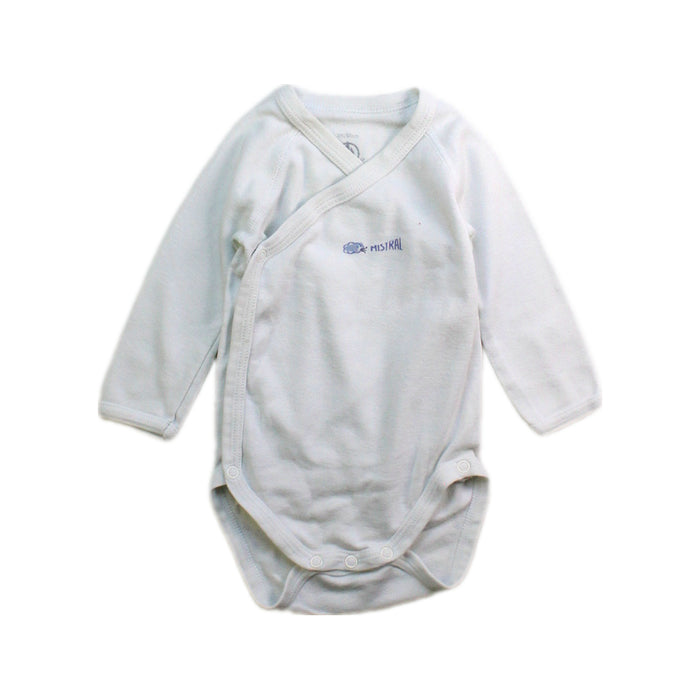 A White Long Sleeve Bodysuits from Petit Bateau in size 0-3M for boy. (Front View)