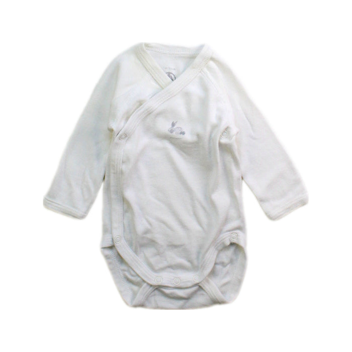 A White Long Sleeve Bodysuits from Petit Bateau in size Newborn for neutral. (Front View)