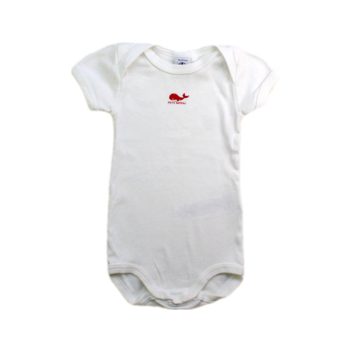A White Short Sleeve Bodysuits from Petit Bateau in size 3-6M for neutral. (Front View)