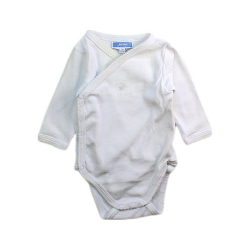 A White Long Sleeve Bodysuits from Jacadi in size 0-3M for girl. (Front View)