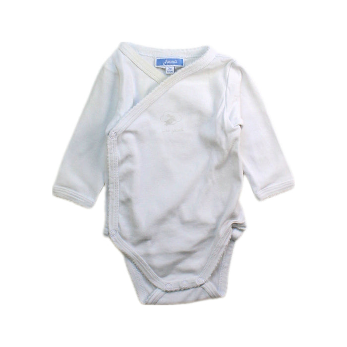 A White Long Sleeve Bodysuits from Jacadi in size 0-3M for girl. (Front View)