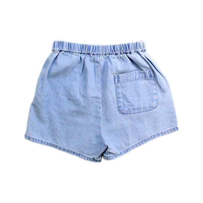 A Blue Shorts from Quincy Mae in size 2T for girl. (Back View)