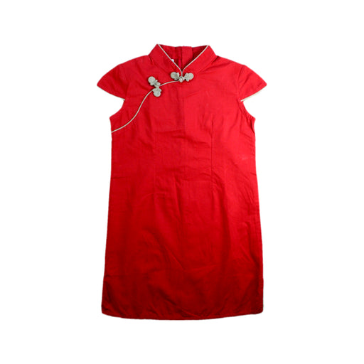 A Red Short Sleeve Dresses from Little Valley in size 5T for girl. (Front View)