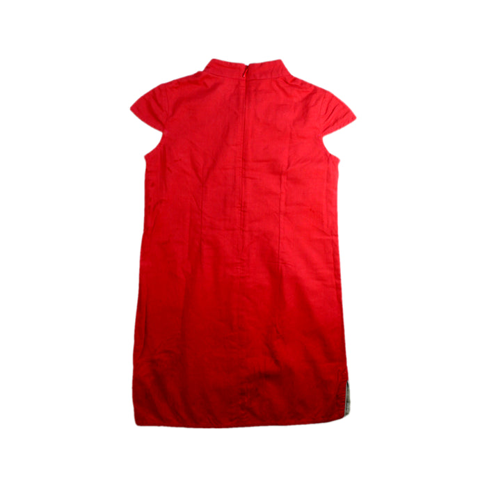 A Red Short Sleeve Dresses from Little Valley in size 5T for girl. (Back View)