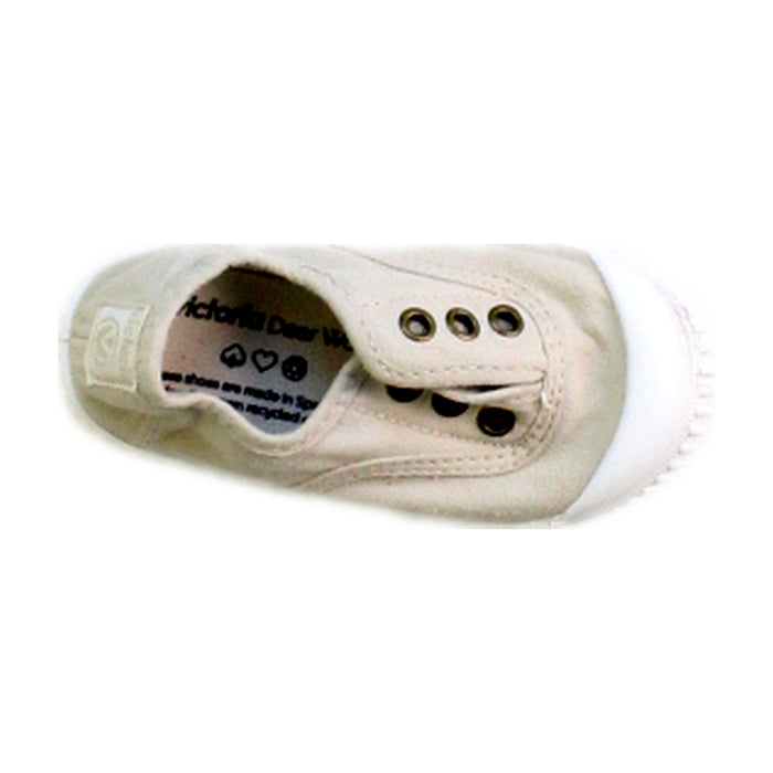 A Beige Slip Ons from Victoria in size 18-24M for neutral. (Front View)