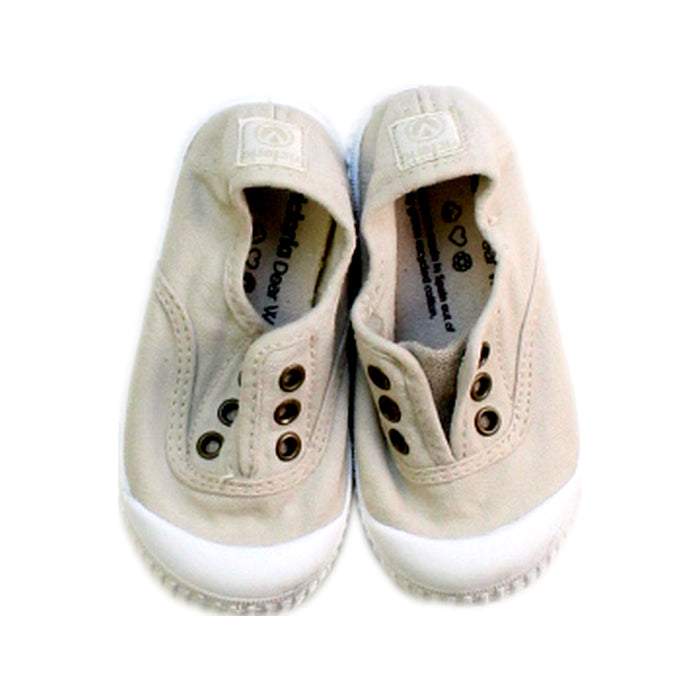 A Beige Slip Ons from Victoria in size 18-24M for neutral. (Back View)