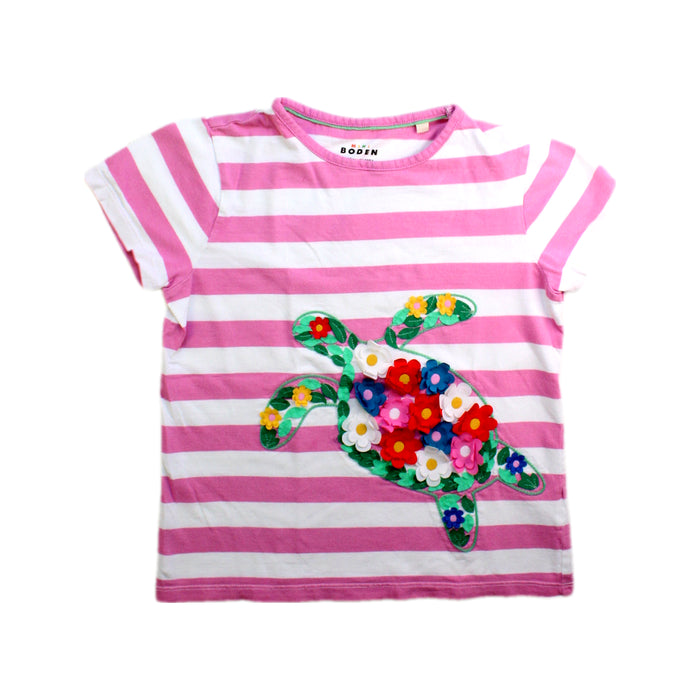 A Pink Short Sleeve Tops from Boden in size 8Y for girl. (Front View)