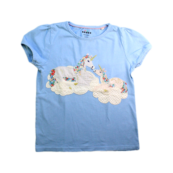 A Blue Short Sleeve Tops from Boden in size 8Y for girl. (Front View)