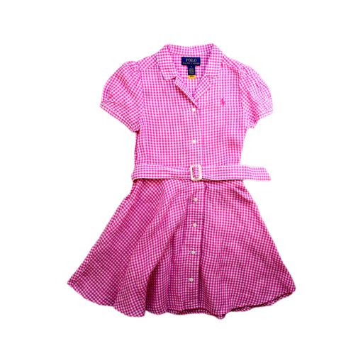 A Pink Short Sleeve Dresses from Polo Ralph Lauren in size 5T for girl. (Front View)